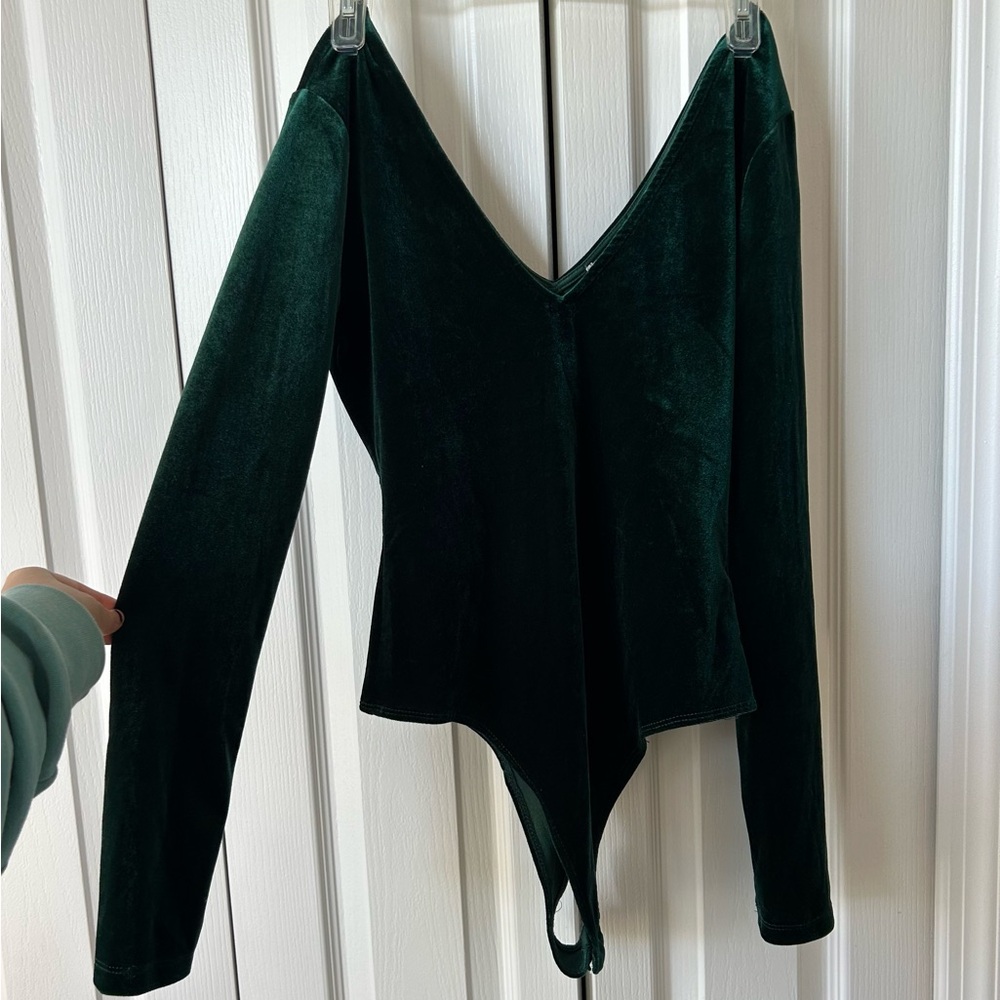 GB Forest Green Velvet Women's Bodysuit